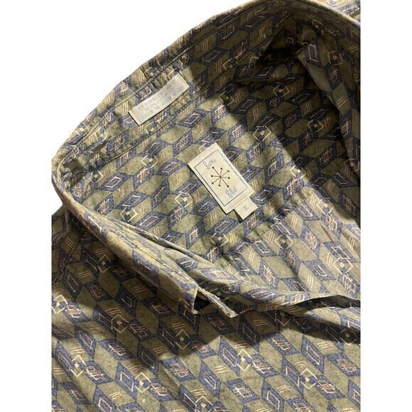 Burma Bibas Button Up 100% Cotton Shirt Mens Large‎ Green - Picture 2 of 7